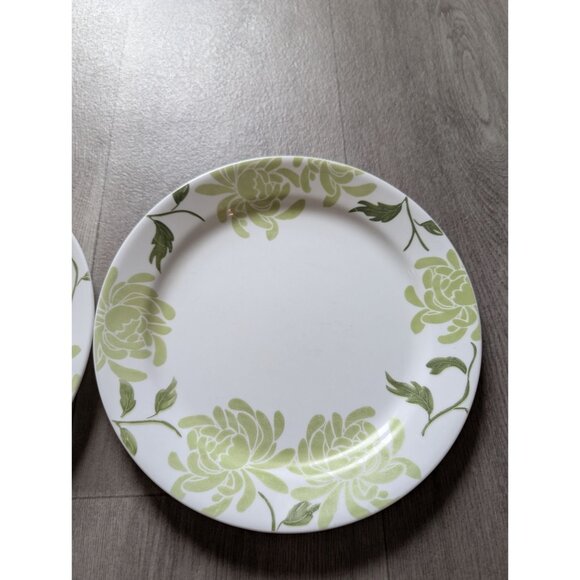 Corelle Chrysanthemum Plates Green Floral Design 10" Durable Dinnerware - Picture 2 of 4